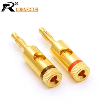 

100pcs/50pairs Copper 4MM Banana Male Plug Gold Plated Soldering Speaker Plug Audio Loudspeaker Amplifier Cable Wire Connector