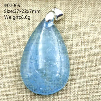 

Natural Blue Aquamarine Oval Pendant 37x22x7mm From Brazil Women Men Fashion Stone Jewelry Necklace AAAAA