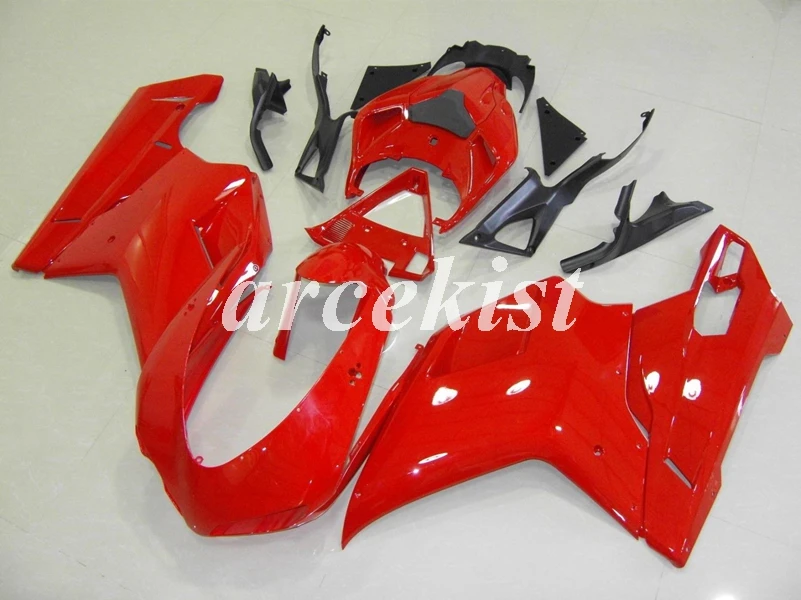 ABS полный обтекатель комплект подходит для DUCATI 848 evo 1098 1198 1098S 2007 2008 2009 2010 2011 2012 набор черный - Цвет: red