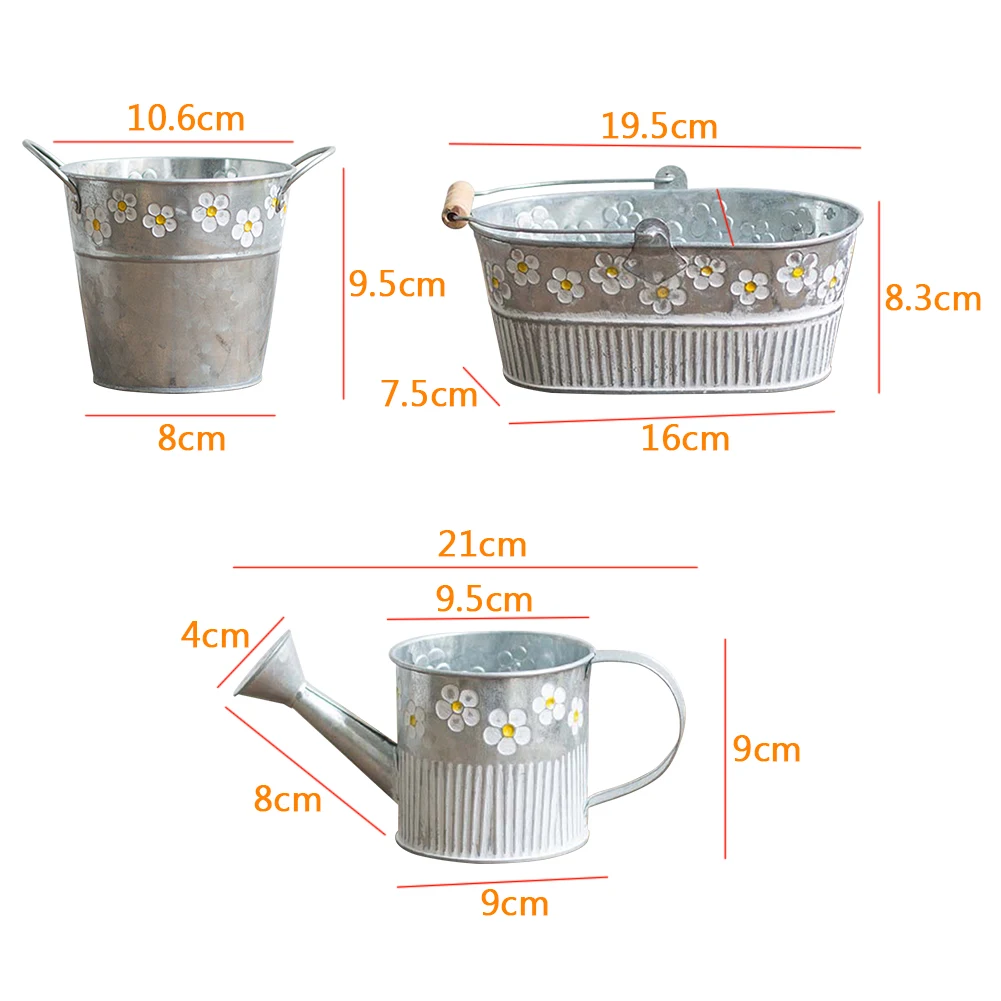 Holder Balcony With Handle Display Stand Outdoor Vintage Iron Craft Hanging Portable Pot Flower Bucket Living Room Home Decor