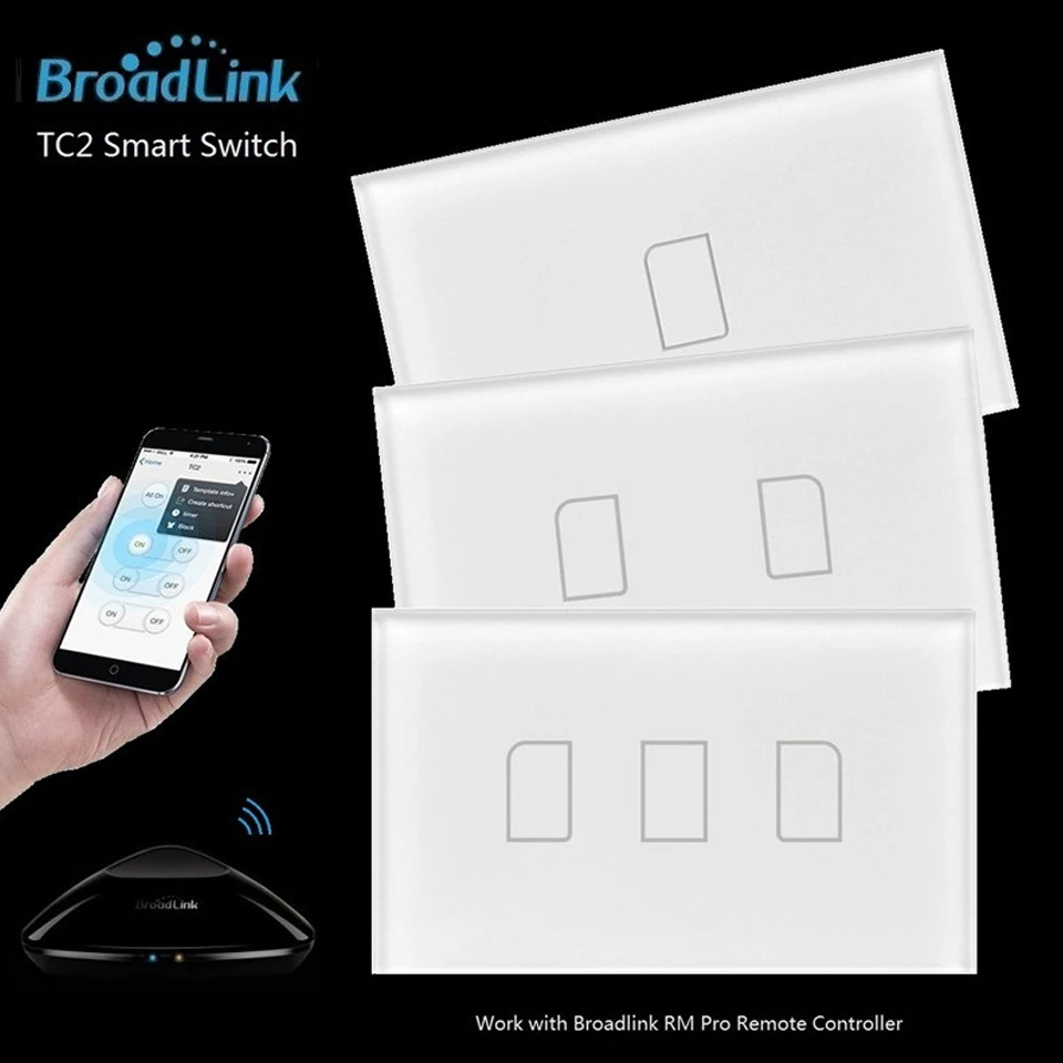 Broadlink TC2 1 2 3 банда сенсорный RF433 переключатель UK EU US светильник умный дом