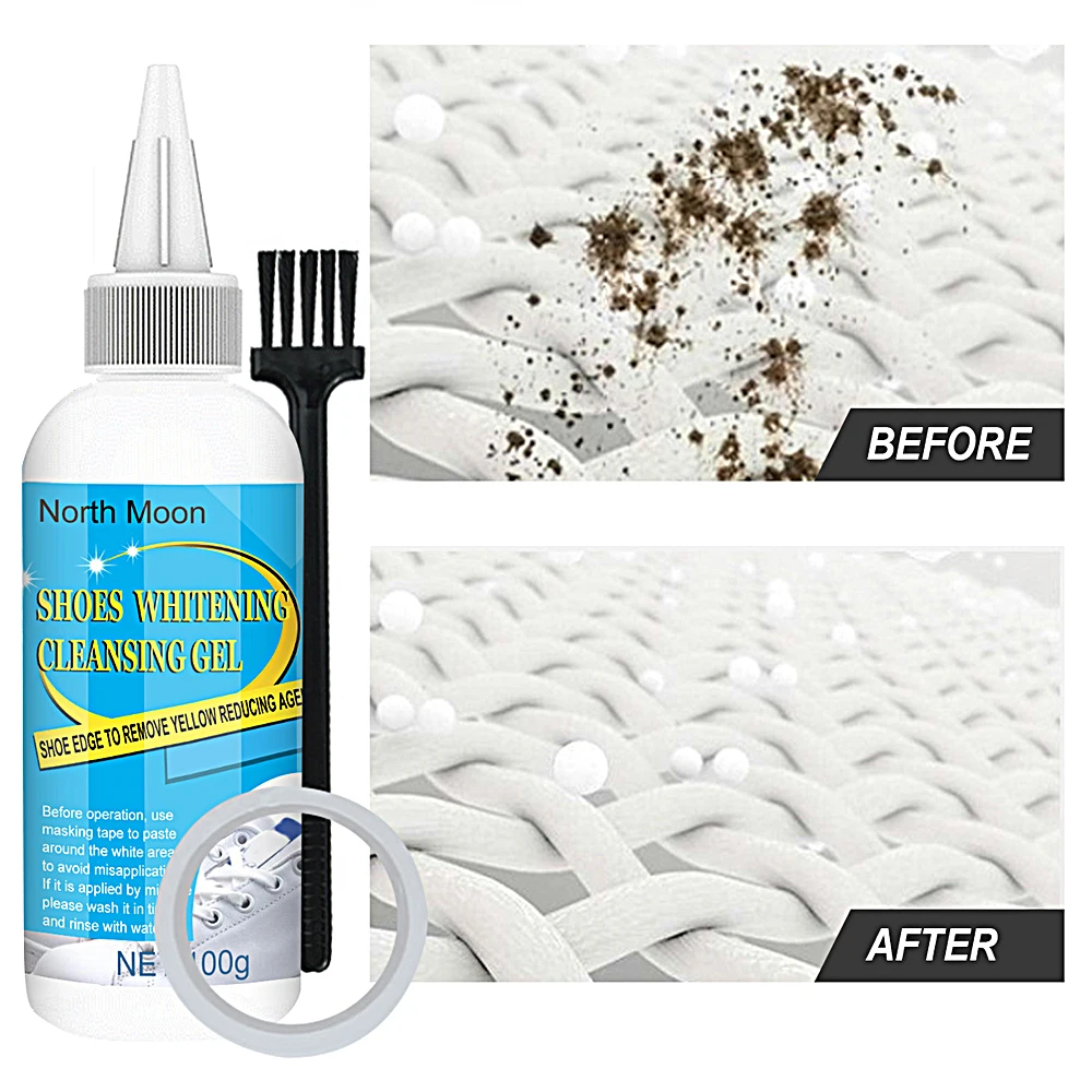 100ml Shoes Cleaner Kit with Tape & Brush Shoes Whitening Kit Multifunction White Shoe Cleaning Agent for Canvas Fabric 5