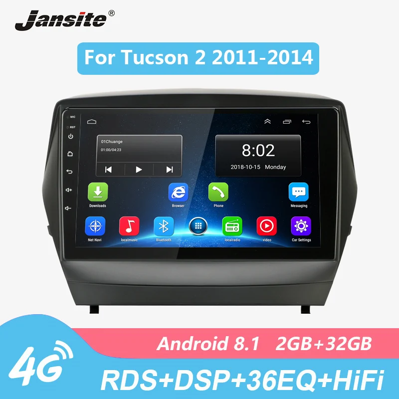 Jansite " Автомагнитола для hyundai Tucson 2 2011- Android 36EQ 2G+ 32G сенсорный экран мультимедийные видеоплееры с рамкой