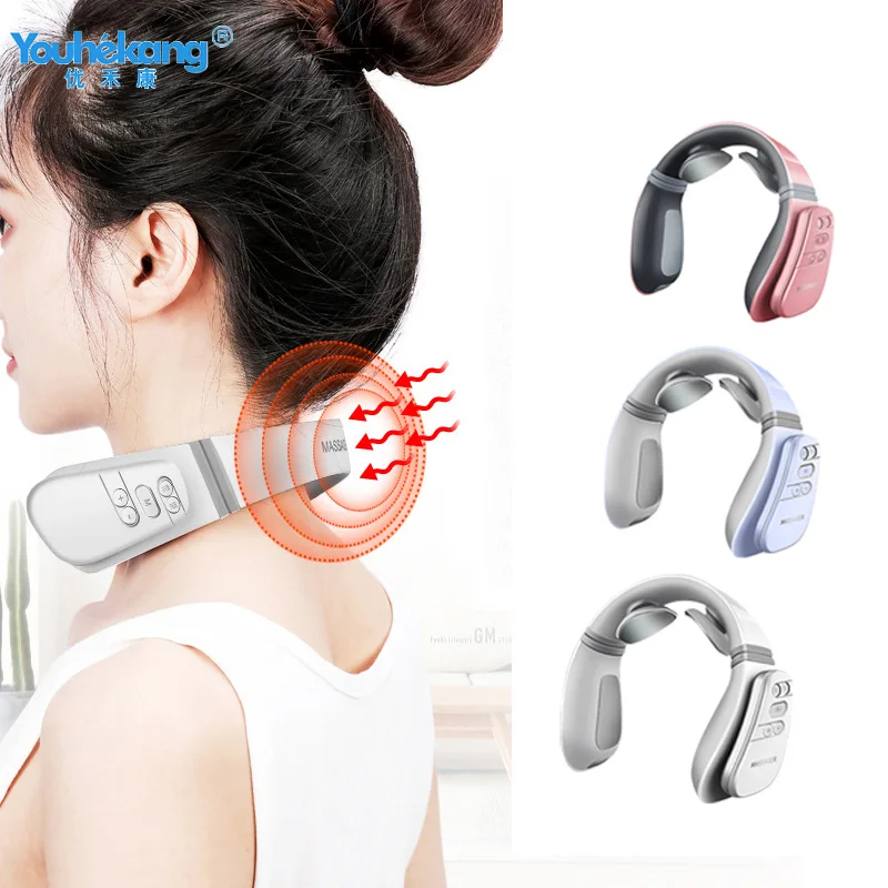 

Neck Massager Acupuncture Therapy Heating Vibration Massager Pulse Relax Cervical Muscle Massage