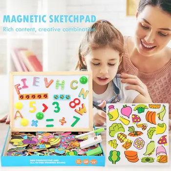 

Kids Wooden Drawing Kids Toys Assistant Growth Cognition Early Educational Magnetic Sketchpad Writing Board 22.5x17.6x3.2cm