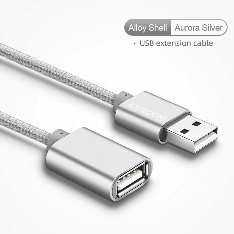 Joyroom, USB кабель-удлинитель, USB кабель для ПК, клавиатура, USB 2,0, удлинитель, синхронизация данных, USB 2,0, удлинитель, кабель-удлинитель - Цвет: Silver