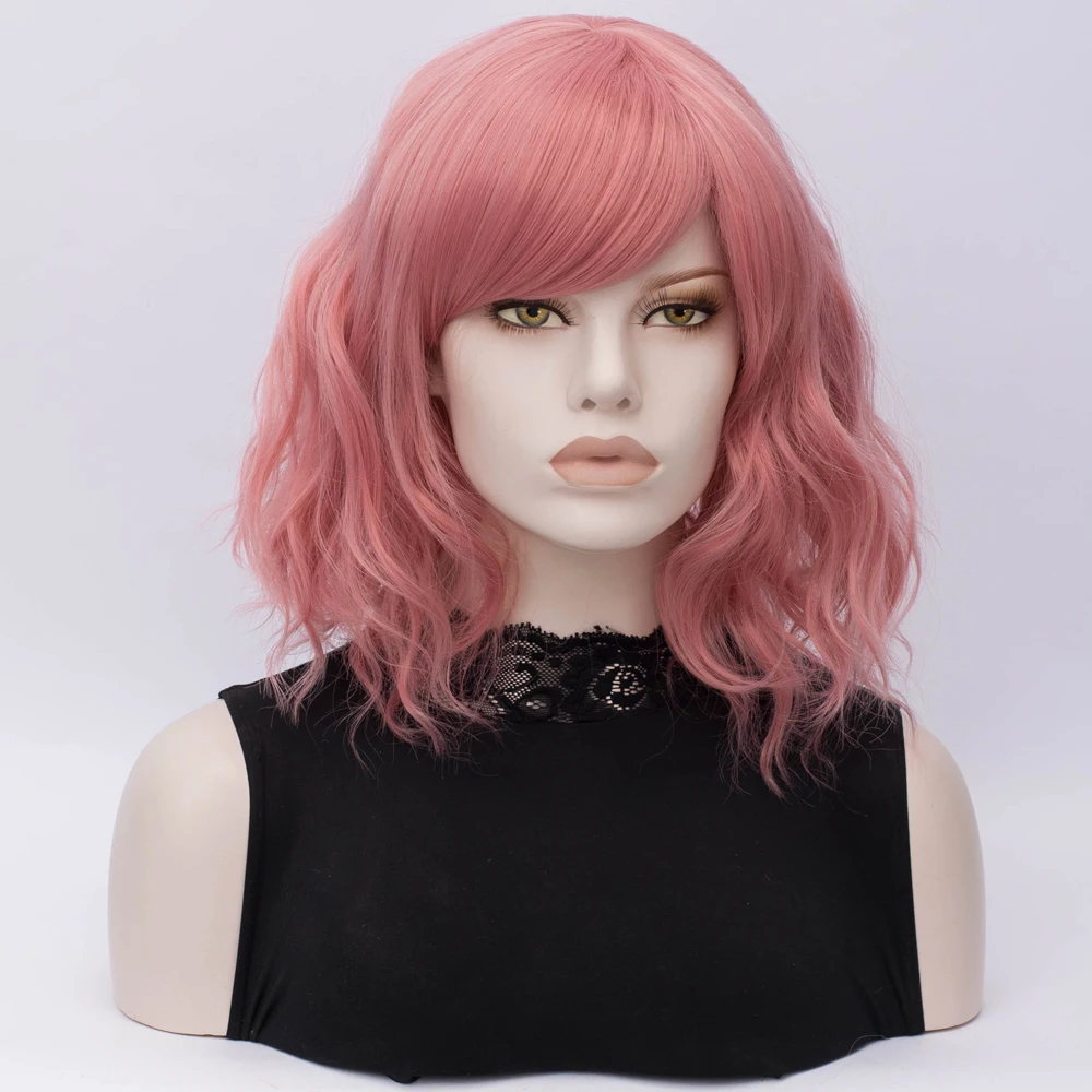 Similler женские короткие волосы синтетические парики для косплея с челкой термостойкий синий розовый серый черный белый парик