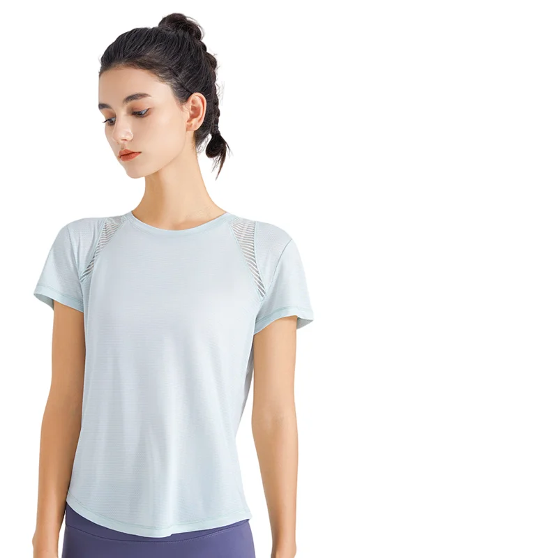 Sports T-Shirt Blouse Women Running Yoga Clothing Loose Mesh Breathable Quick Dry Clothes Fitness Top Short Sleeves Outdoor