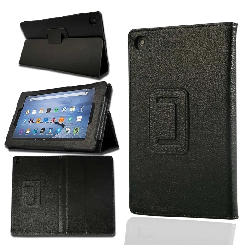 Black KK& LL для Amazon Fire HD 8(6-го/7-го/8-го поколения, выпуск) кожаный чехол-книжка с подставкой для планшета защитный чехол+ ручка - Цвет: Black
