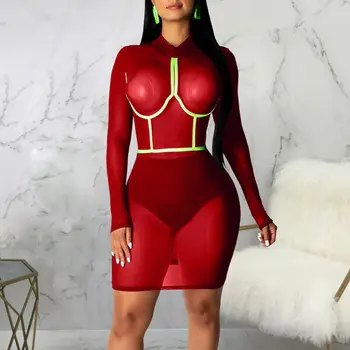 

Fashion Women Sexy Mesh Perspective Clubwear Party Mini Dress Bikini Cover Up /BY