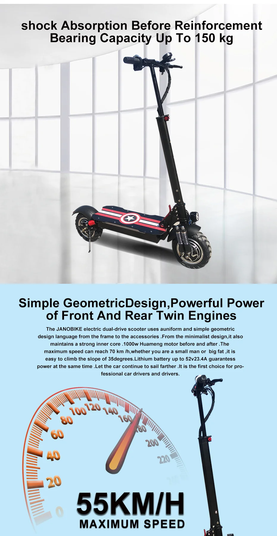 10-дюймовый Электрический скутер для взрослых 2000 Вт мощная спереди и сзади 1000 Вт с толстыми покрышками электрический самокат Скутер E Patinete Electrico