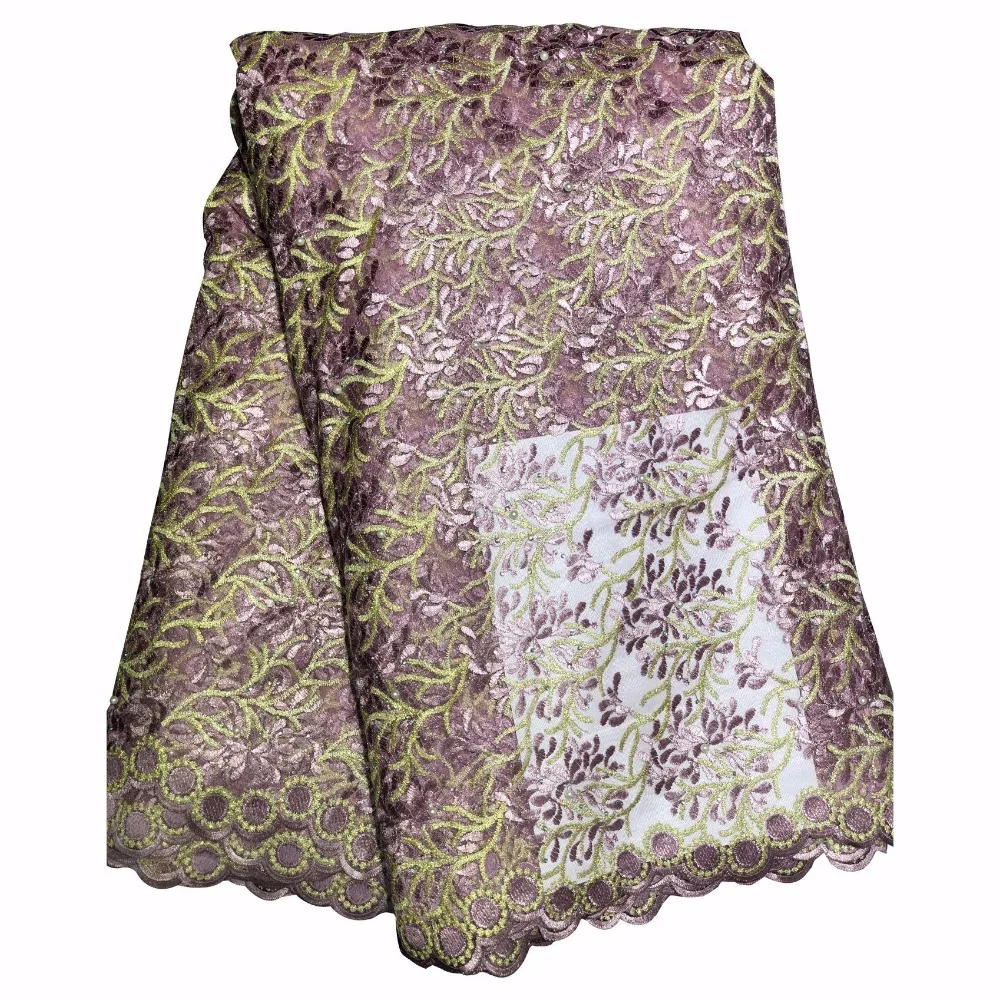 Африканский материал, вышитая бисером кружевная ткань для свадьбы, фиолетовая французская кружевная ткань, Высококачественный кружевной материал