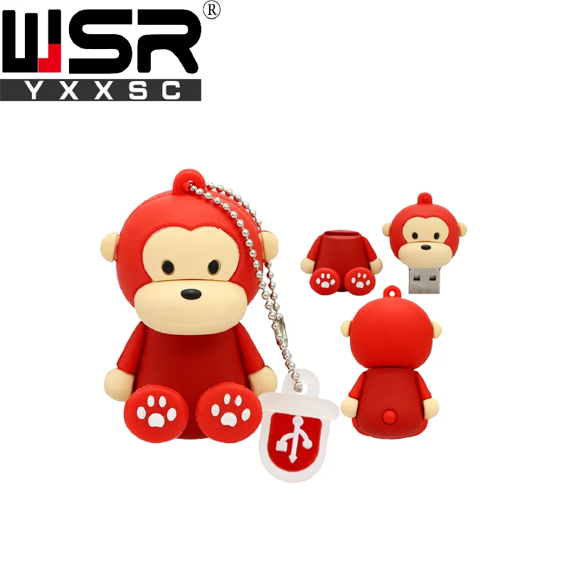 USB 2,0 флеш-накопитель 32 Гб 64 Гб 128 ГБ милый мультфильм смешная фиолетовая обезьяна диск на ключ 4 ГБ 8 ГБ 16 ГБ высокоскоростной водонепроницаемый компьютер подарок - Цвет: 11