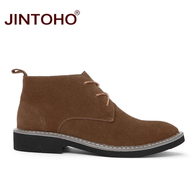 Высококачественные мужские ботинки JINTOHO из натуральной кожи модная мужская