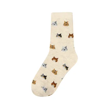 

Woman Socks Funny Cute Lovely Cat Socks Animal Cartoon Cotton Socks 5 Colors 1 Pair Happy Japanese Harajuku Skateboard Socks