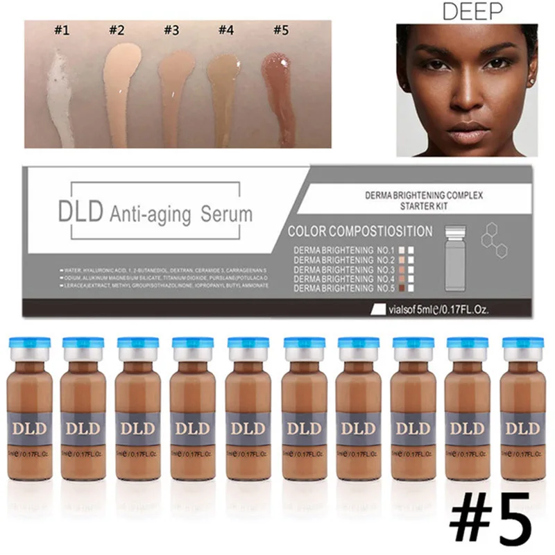 no.5-10 bottles Senior 5 оттенков кожи-BB сыворотка Крем для осветления лица Уход за кожей лица отбеливающая основа Красота Макияж - Цвет: no.5-10 bottles