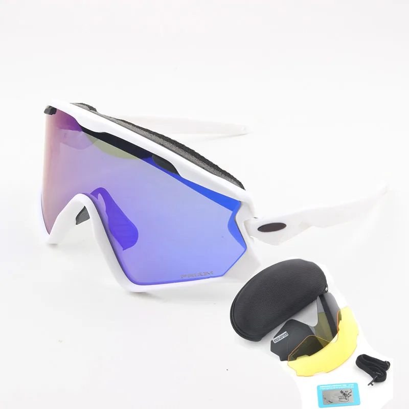 All white Blue Lens Ветрозащитные велосипедные солнцезащитные очки спортивные велосипедные очки горный велосипед велосипедные очки поляризованные UV400 очки 3 линзы велосипедные аксессуары - Цвет: All white Blue Lens