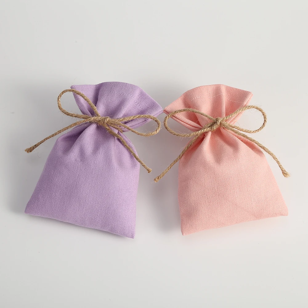 50Pcs Drawstring Cotton Burlap Bag Jute Gift Bags Multi Size Jewelry Packaging Wedding Bags Small Candy Bag Can Custom Logo