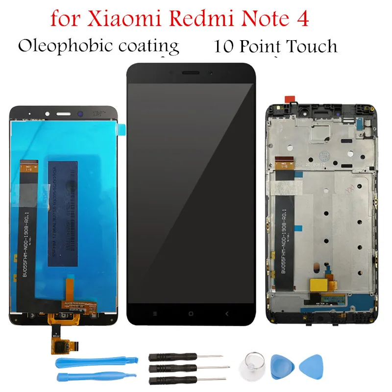 ЖК дисплей с рамкой для Xiaomi Redmi Note 4 MediaTek сенсорный экран в сборе запасные части