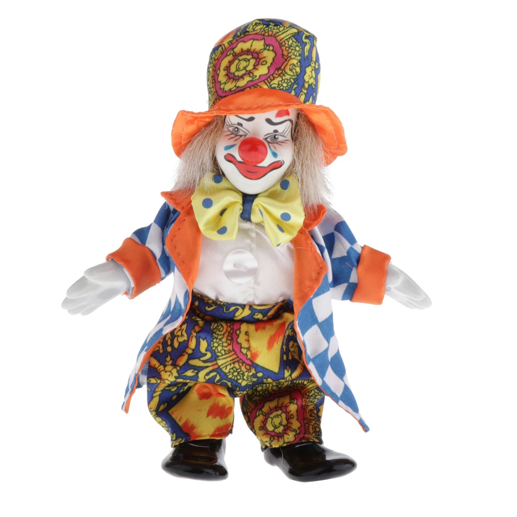 

Standing Clown Doll Clown Figure Porcelain Jester Doll with Outfits for Kids Children Christmas Gift