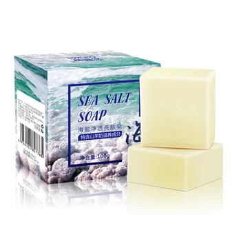 

100g Sea Salt Soap Cleaner Natural Goat's Milk Pimple Pores Acne Treatment Soap Goat Milk Moisturizing Skin Face Care Wash Basis