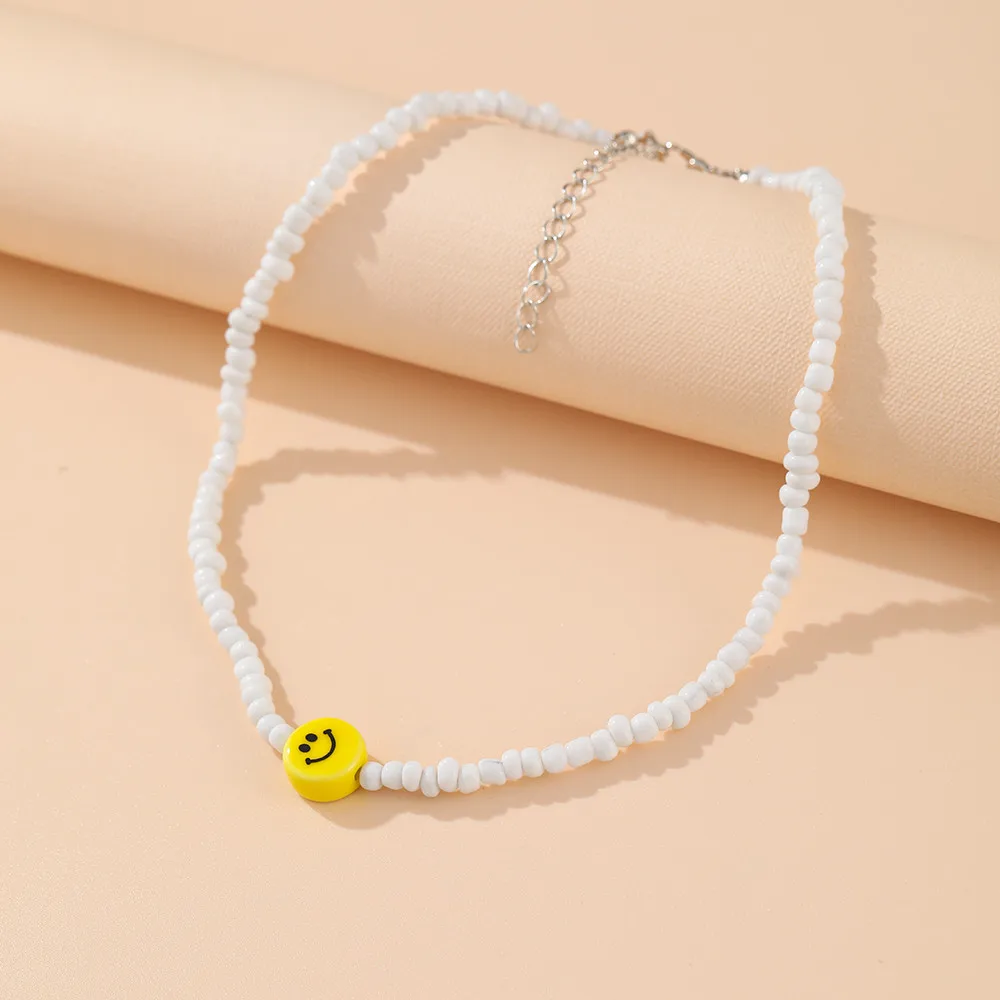 2021 New Lovely Daisy Flower Colorful Beads Pearl Clavicle Choker Necklace for Women Girls Spring Summer Jewelry Wholesale 