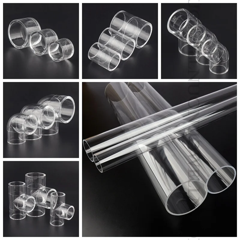 1Pc 49~50cm Long O.D 16~110mm Transparent Acrylic Pipe PMMA Organic Glass Tube Aquarium Accessoires Pipe Fittings Acrylic Tube