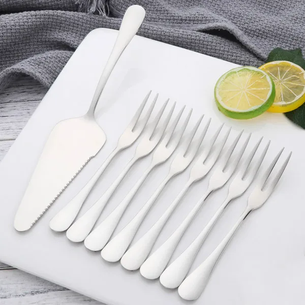 1lot 9pcs6 GH eco-friendly Нержавеющая сталь лопатка для торта нож для фруктов, вилка закуска салат мини-вилки Еда выбирает десертные столовые приборы - Цвет: 1lot 9pcs6