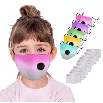 

5PCS Gradient Printed Kids Mask + 10PCS Filters Breathable Respirator Cotton Mask Washable Reusable Children Masks Mascarillas
