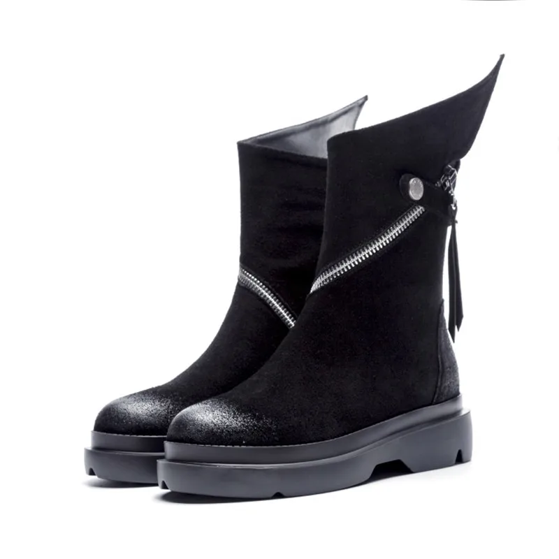 MORAZORA/ г., Новое поступление, замшевые кожаные ботильоны женские ботинки на платформе на низком каблуке на молнии в стиле панк классная уникальная обувь для повседневного ношения