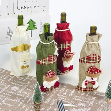Крышка для бутылки с красным вином сумки украшения дома вечерние Санта Клаус Рождественская упаковка Рождество Счастливого Рождества украшения