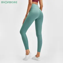 SHINBENE CLASSIC 2 0 maślany miękki Naked-Feel Athletic Fitness legginsy kobiety rozciągliwy Squat Proof Gym Sport rajstopy spodnie jogi tanie tanio CN (pochodzenie) Elastyczny pas NYLON spandex WOMEN Pasuje prawda na wymiar weź swój normalny rozmiar Yoga Kostki długości spodnie