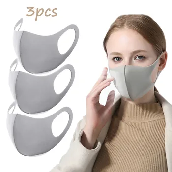 

3pcs Washable Reusable Facial Cover Mouth Mask 3D Sponge Safety Unisex Masks Half Face Protection Black Pink Gray Mask