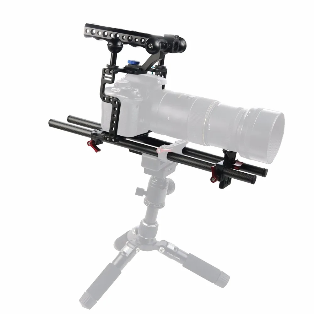 BGNing алюминиевая клетка для SLR камеры для GH4/GH5, подставка для объектива с кронштейном w/25 см, 40 см, карбоновый зажим для штанги, комплект для крепления Railblock