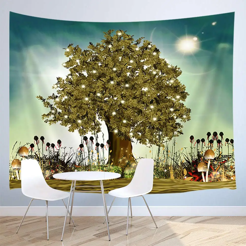 

Magical Cartoon Wall Tapestry Magic Tree on an Hill