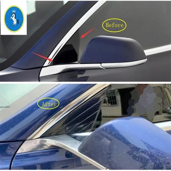 

Yimaautotrims Outside Window Pillar A Front Door Triangle Frame Cover Trim Fit For Tesla Model 3 2018 - 2020 ABS Auto Accessory