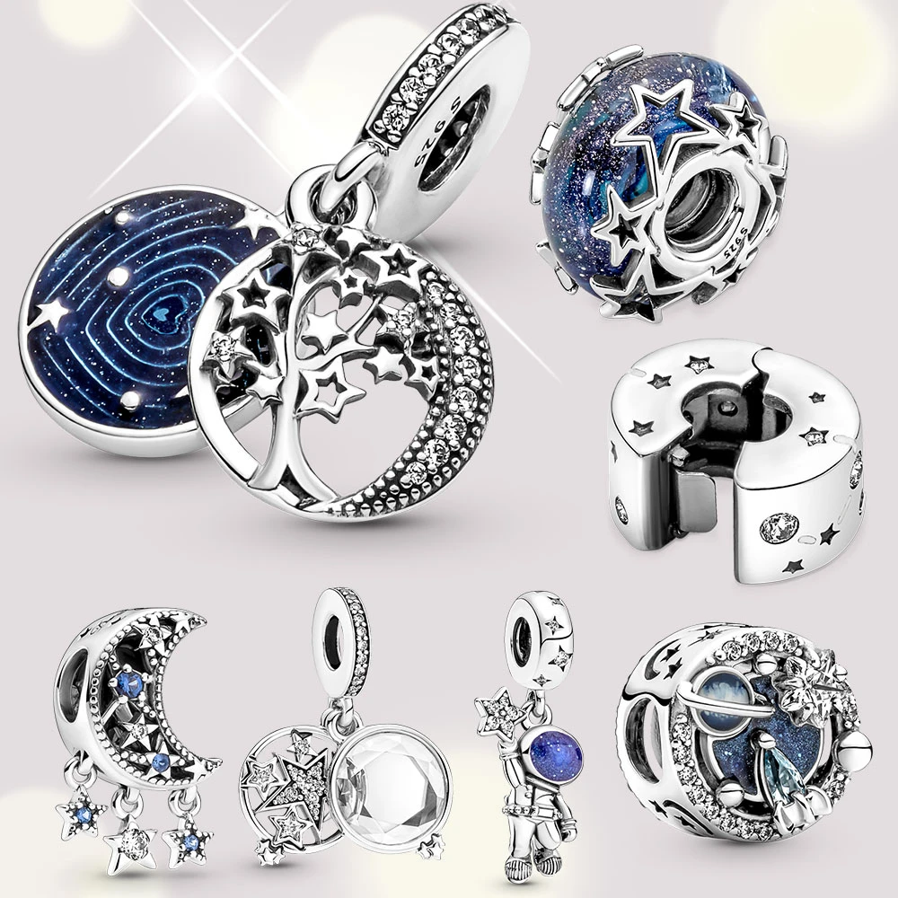 Abalorio de Murano para mujer, nuevo abalorio de Plata, estrellas y galaxia, árbol, Luna, colgante, compatible con Pulsera Pandora Plata DIY|Cuentas| - AliExpress