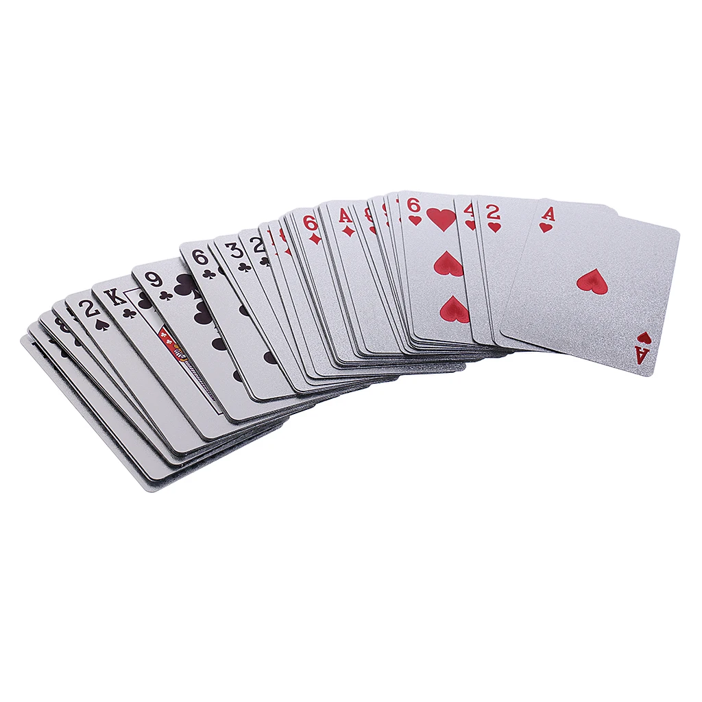 1 Deck Silver Foil Waterproof Plastic Poker PVC Playing Cards Game Pokers  Tricks Props