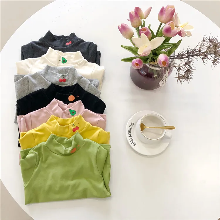 

7 Colors Children Bottom Shirt New Boys and Girls'Cartoon Printed Fruit Bottom T-shirt Butter Fruit Kids Autumn Winter Clothes