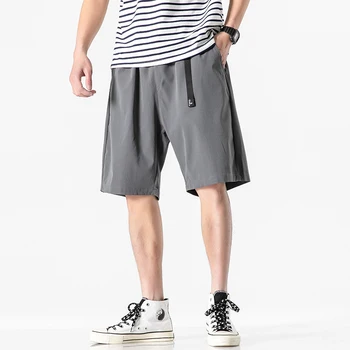 

2020 Summer Men's Casual Loose Grey Shorts Men Straight Short Trousers Male Knee Length Pants Man Fashion Beach Joggers Shorts