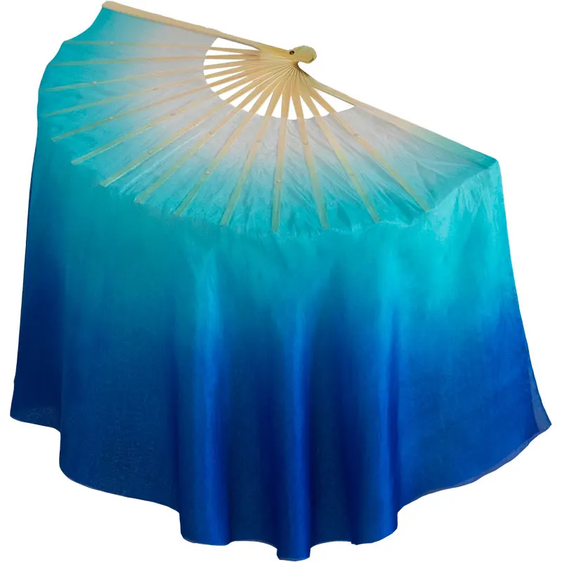 

Classical Dance Fan Double Side Silk Hand Fan Square Dance Performance Long Floating Gradient Color Hand Fans Abanicos Para Boda