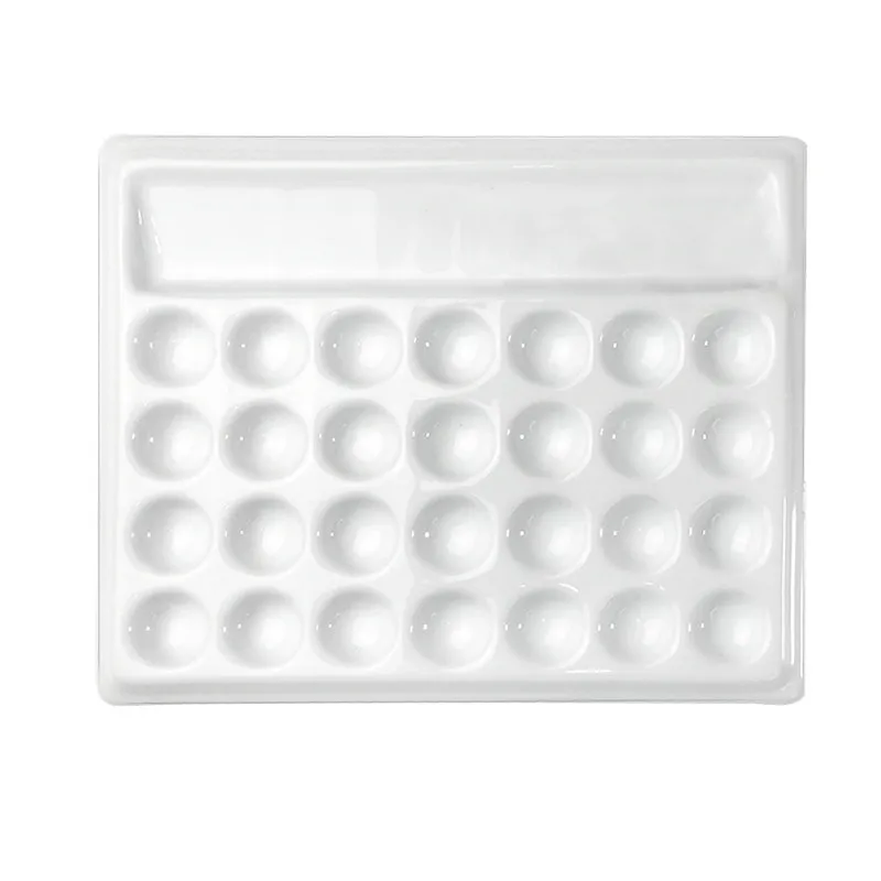 Watercolor Palette Ceramic Watercolor Palette Rectangular 28-hole/18-hole Palette Paint Plate Watercolor Gouache Paint Plate Painting Art Supplies