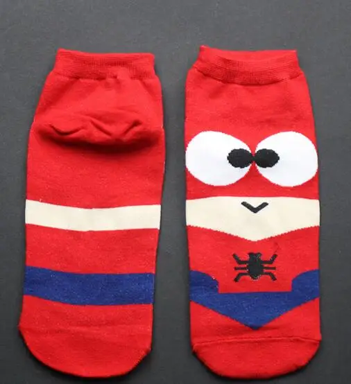 Носки Avengers для маленьких девочек с рисунком Бэтмена, Капитана Америки, Железного человека, Человека-паука, Брюса Ли, носки женские мужские хлопковые носки - Цвет: Красный