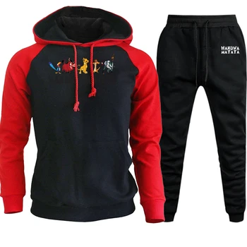 

The Lion King Streetwear Funny Simba Raglan Men Hoodies Suit New Autumn Winter Pullover+Pants Sets Male Hip Hop Cartoon Hooded