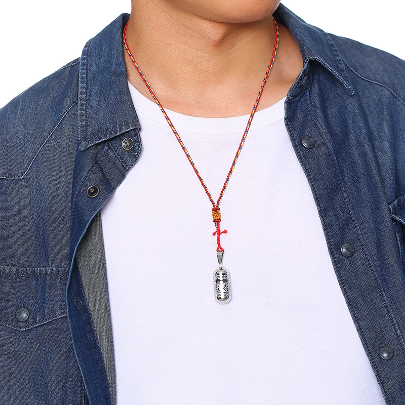 Buddhism Six Words Openable Necklace Women Men OM Mantra Prayer Wheel Mantra Bottle Urn Pendant Stainless Steel Jewelry - Image 6