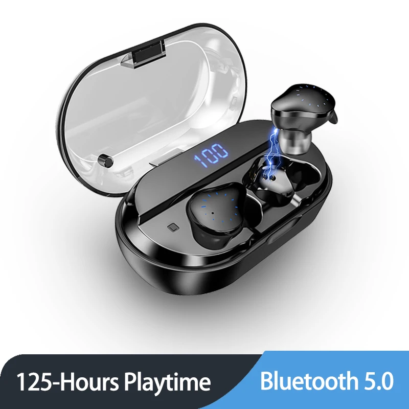 

Portable Wireless Bluetooth Earphone HD Stereo Wireless Bluetooth Headset IPX5 Headphones Bluetooth Earbuds 4000mAh Charge Box
