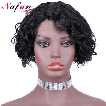 

Brazilian Short Bob Wigs T Part Lace Wigs Human Hair Funmi Curly 8 Inches Short Wigs For Women Remy Hair 150% density Lace Wigs