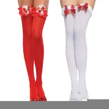 Рождественские Длинные чулки с бантом и колокольчиком женские гетры-чулки наряды реквизит Одежда Аксессуары для вечерние, рождественские, праздничные, на день рождения 30E
