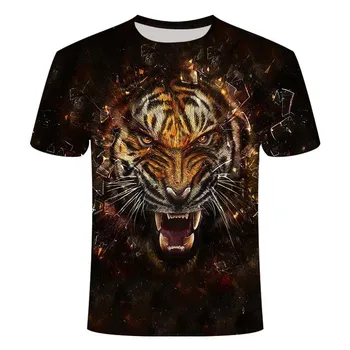 

Animal funny 3D lion T-shirt male summer 3d printing lion boy girl tiger 3D top T-shirt