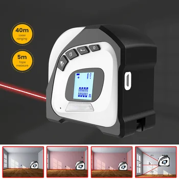 

YIMAKER Multifunctional 40M Intelligent Laser Ranging Steel Tape Measure Tool Volume Pythagorean 5M Infrared With LED Display